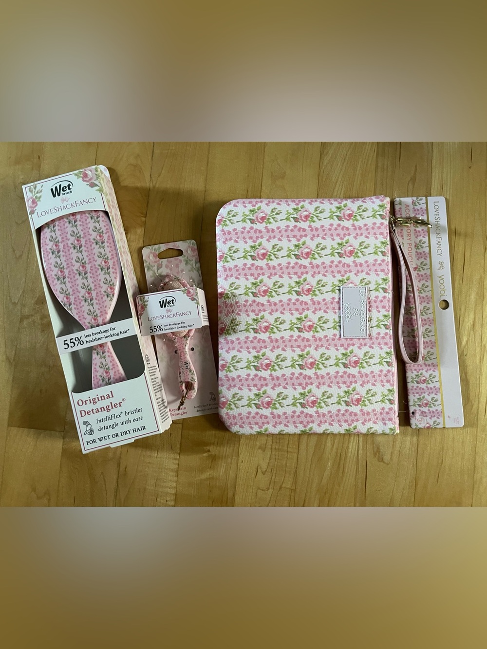 LoveShackFancy - Strawberry Macaroon, Set of 3 - Accessory Pouch & two brushes